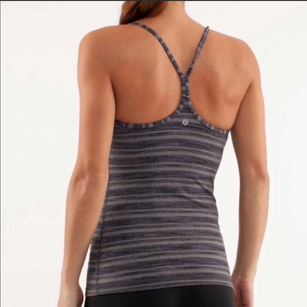 Lululemon Coal Strata Stripe Power Y Tank